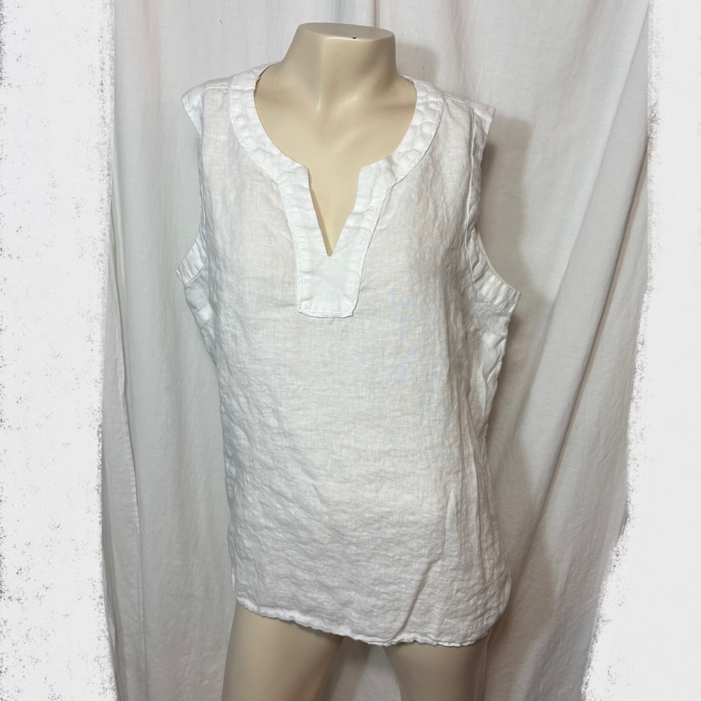 Talbots white linen sleeveless tank petite large